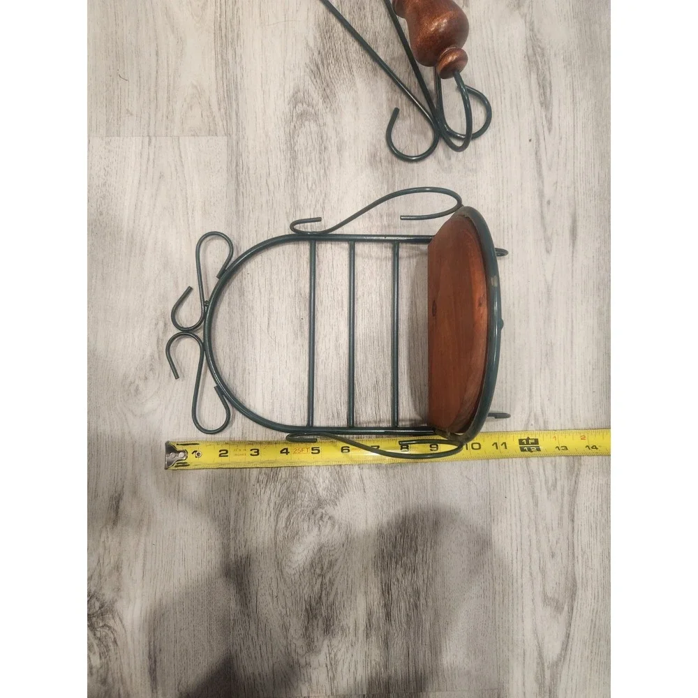 Vintage Home Interiors‎ Shelf Green Wire & Wood & 2 Matching Candle Wall Sconces